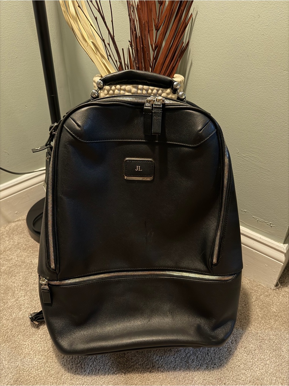 Black Leather Backpack - Sleek Men's Everyday Bag